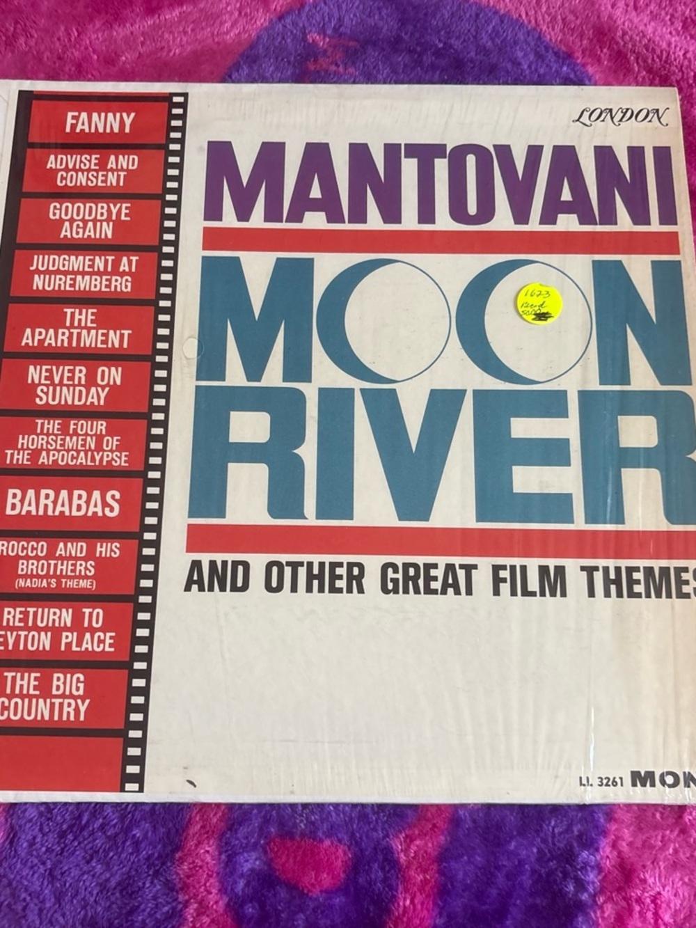 Mantovani 'Moon River and Other Great Film Themes' Vinyl LP - Blue & Purple Text